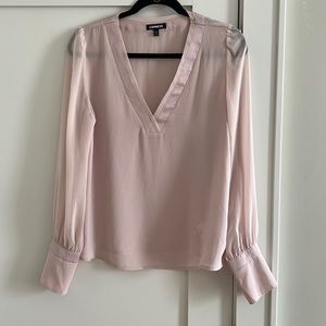 Express Light Pink Long Sleeve Blouse